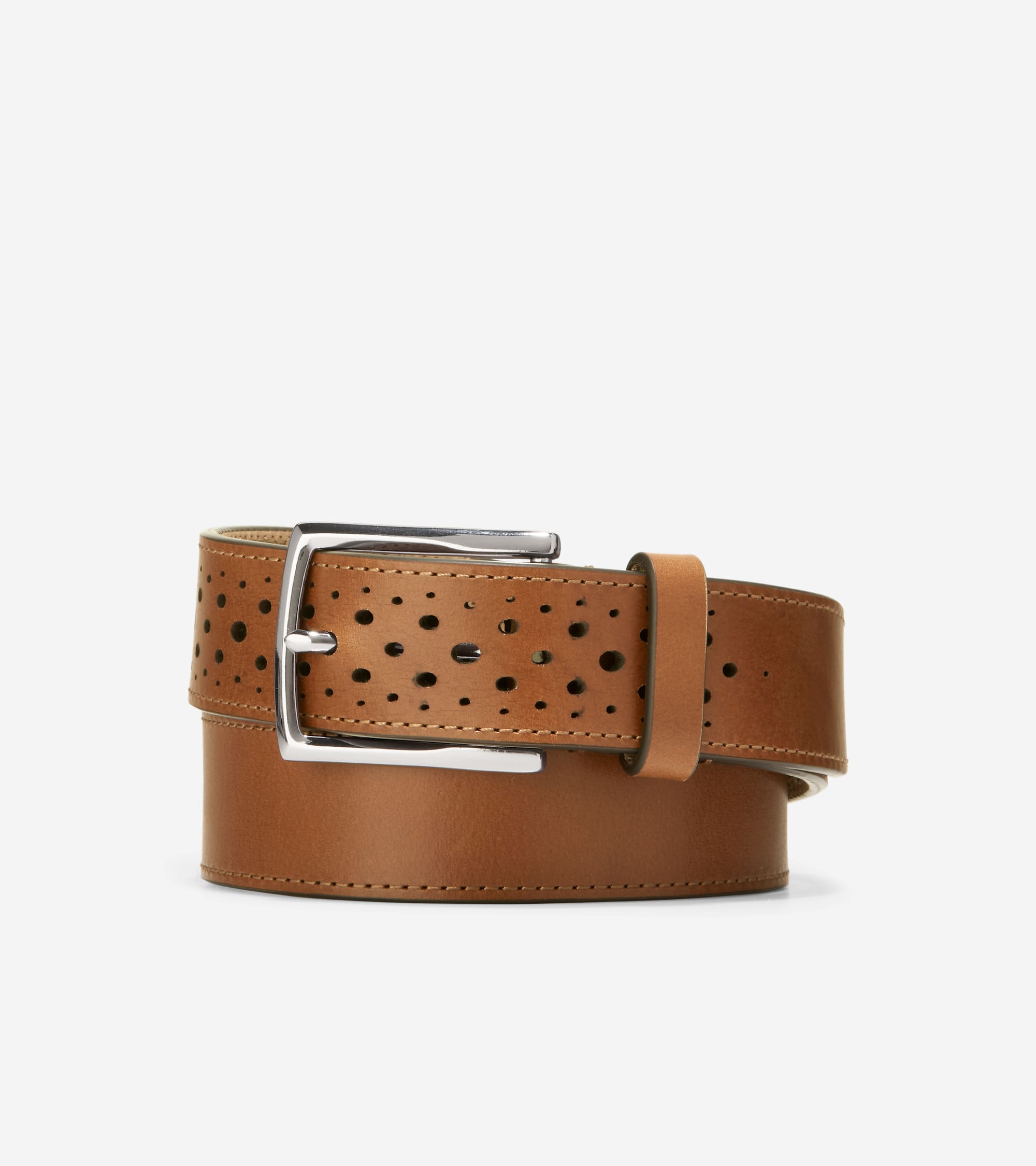 32MM Washington Perforated Belt in Light Brown | Cole Haan